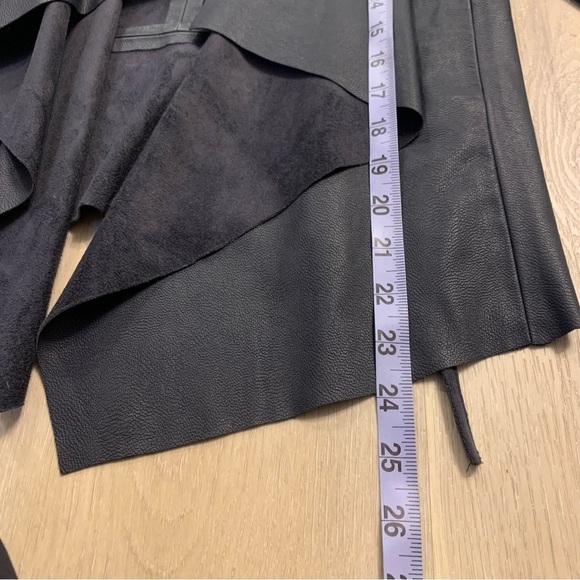 Zara Navy Blue Faux Leather / Suede Waterfall OPen Blazer Jacket - Picture 11 of 11